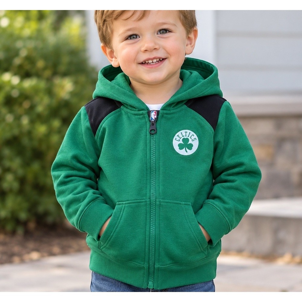 Boston Celtics NBA Kids 2T Full Zip Jacket Track Hoodie Boys Girls Toddler Logo